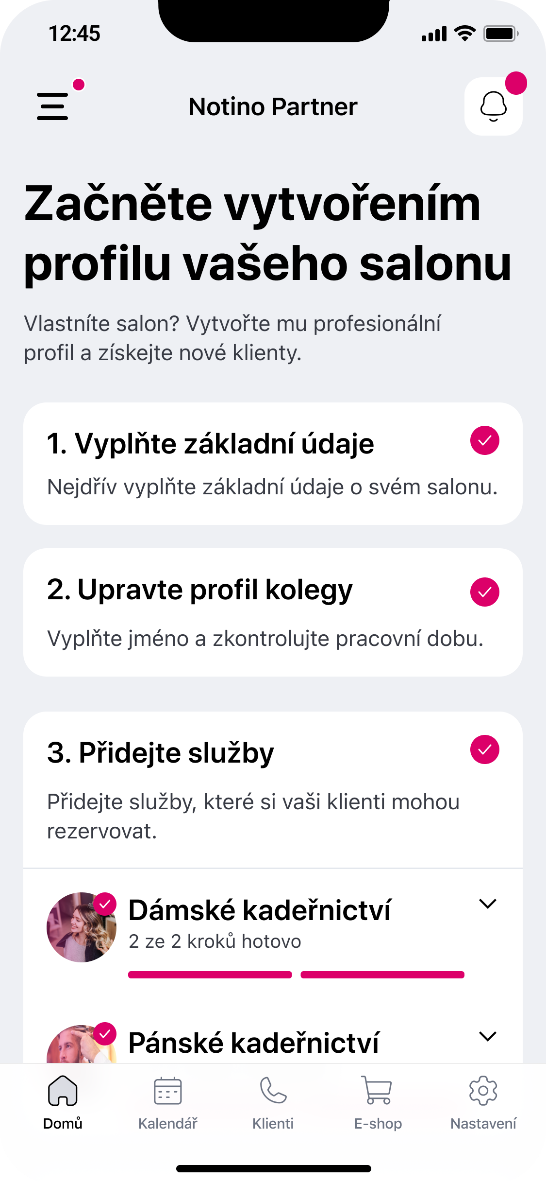 Aplikace Notino Partner na displeji smartphonu